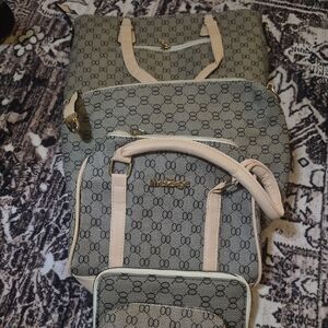 Gray and Cream Handbag Set